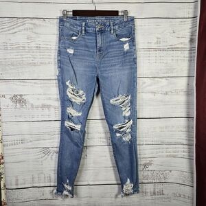 American Eagle Outfitters Women's Distressed Jeans Curvy Hi-rise Jeggings 8S